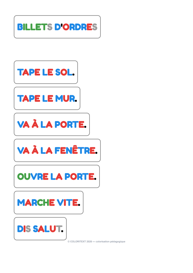 Aperçu des billets d’ordres à lire en majuscules