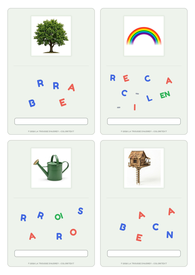 Aperçu du jeu de recomposition à imprimer