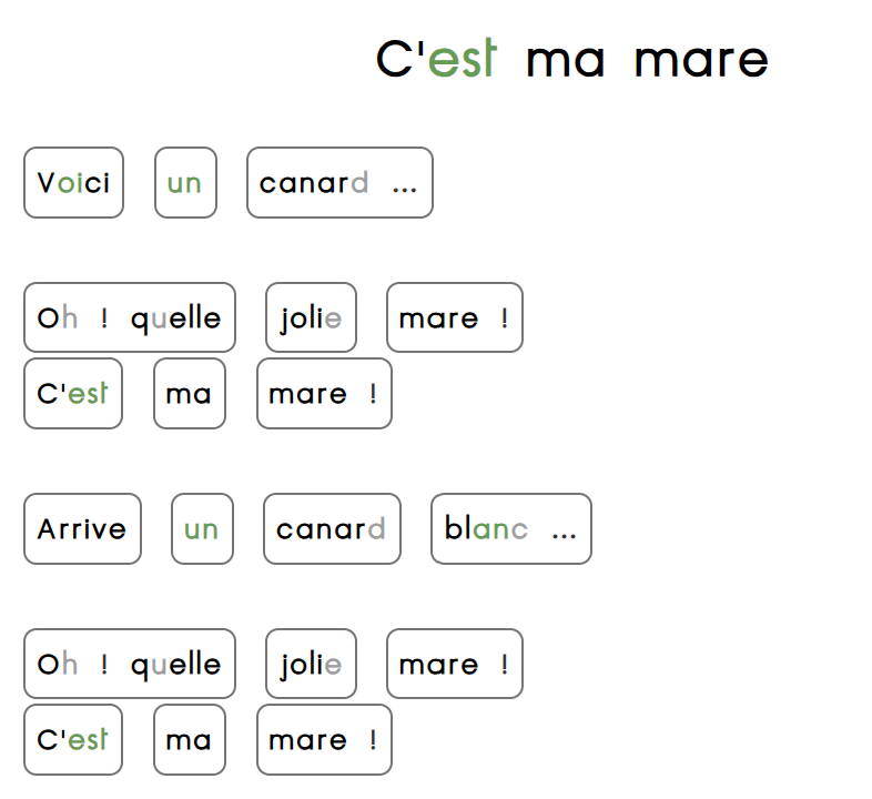 Exemple Coloritext avec des mots séparés en étiquettes