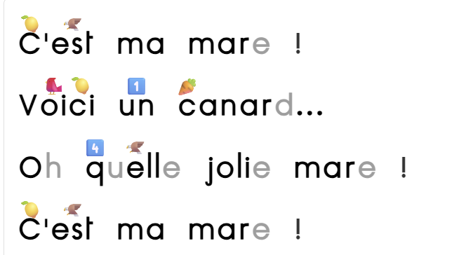 Exemple du même texte enrichi avec des pictogrammes pour soutenir le décodage